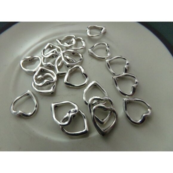 Antique Silver Plated Heart Bead Frames - Picture 1 of 2